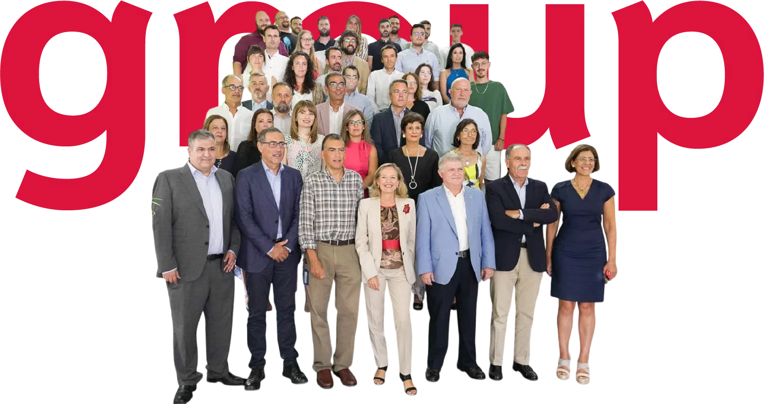 Members of the ANTS research group in front of the word “group”